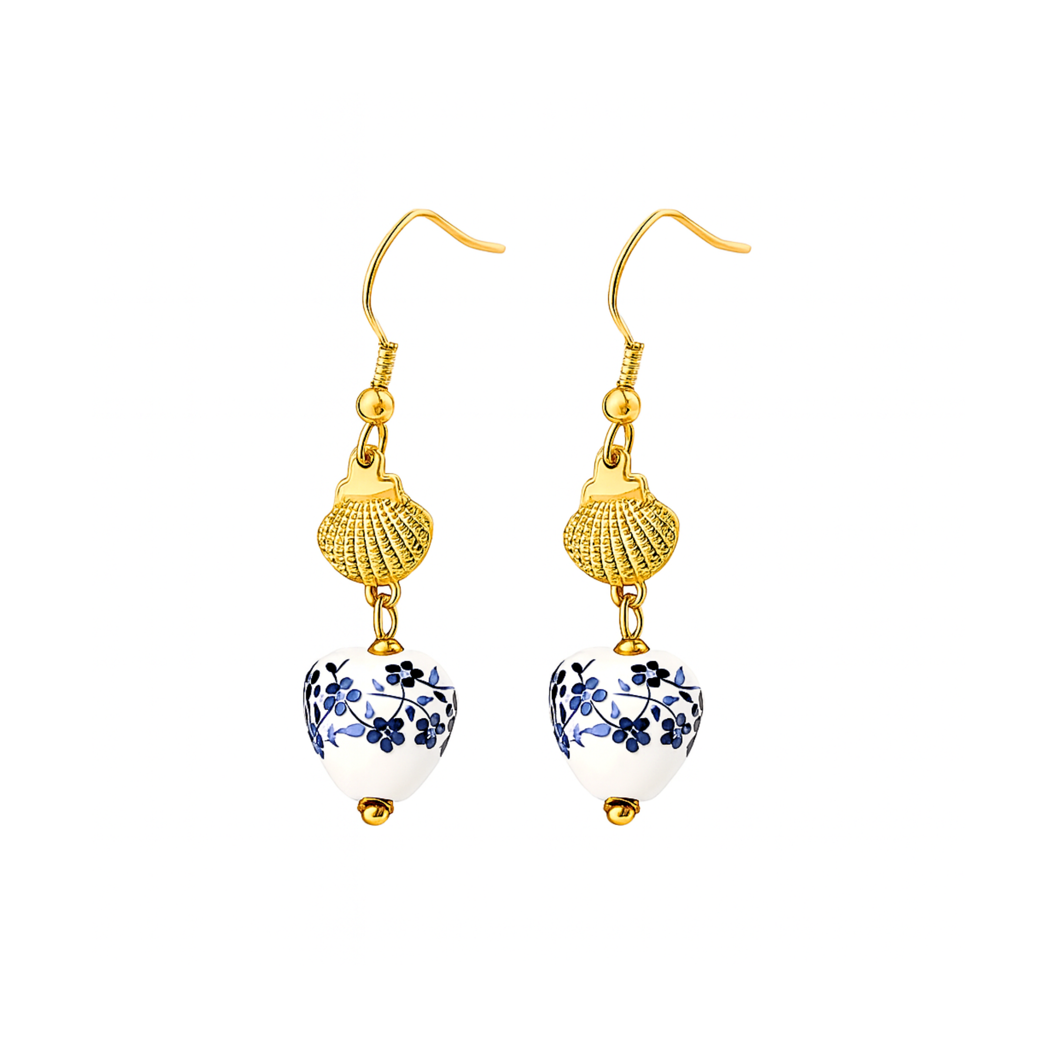 Dangled shell studs - Gold