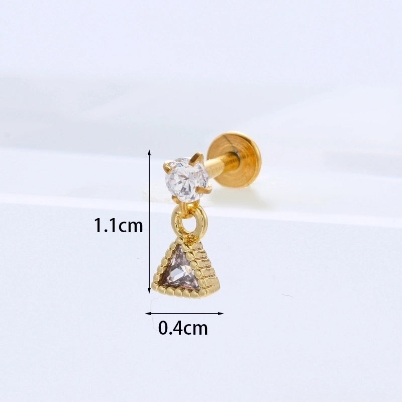 Ear Cartilage Rings & Studs Flower 316L Stainless Steel  Copper Inlaid Zircon