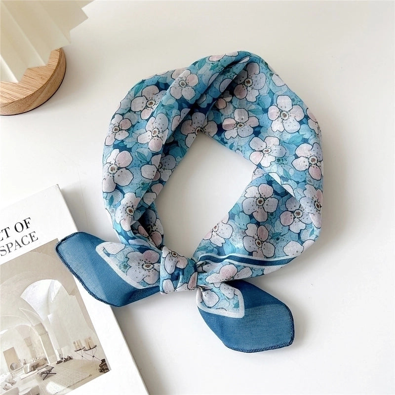 Women's Pastoral Minimalist Flower Cotton And Linen Printing Silk Scarf