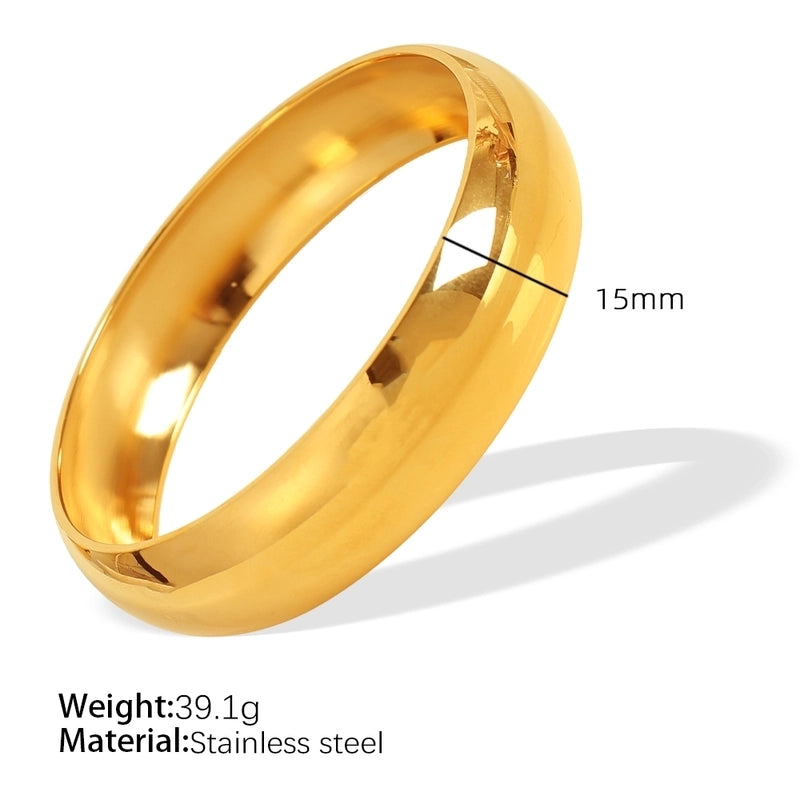 Exaggerated Minimalist Circle Round 304 Stainless Steel 18K Gold Plated Bangle In Bulk