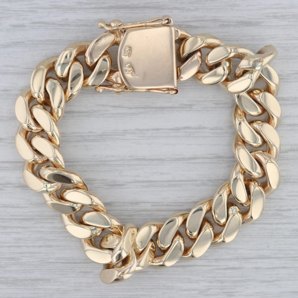 5ctw Diamond Curb Chain Bracelet 10k Yellow Gold 7.5 13.2mm