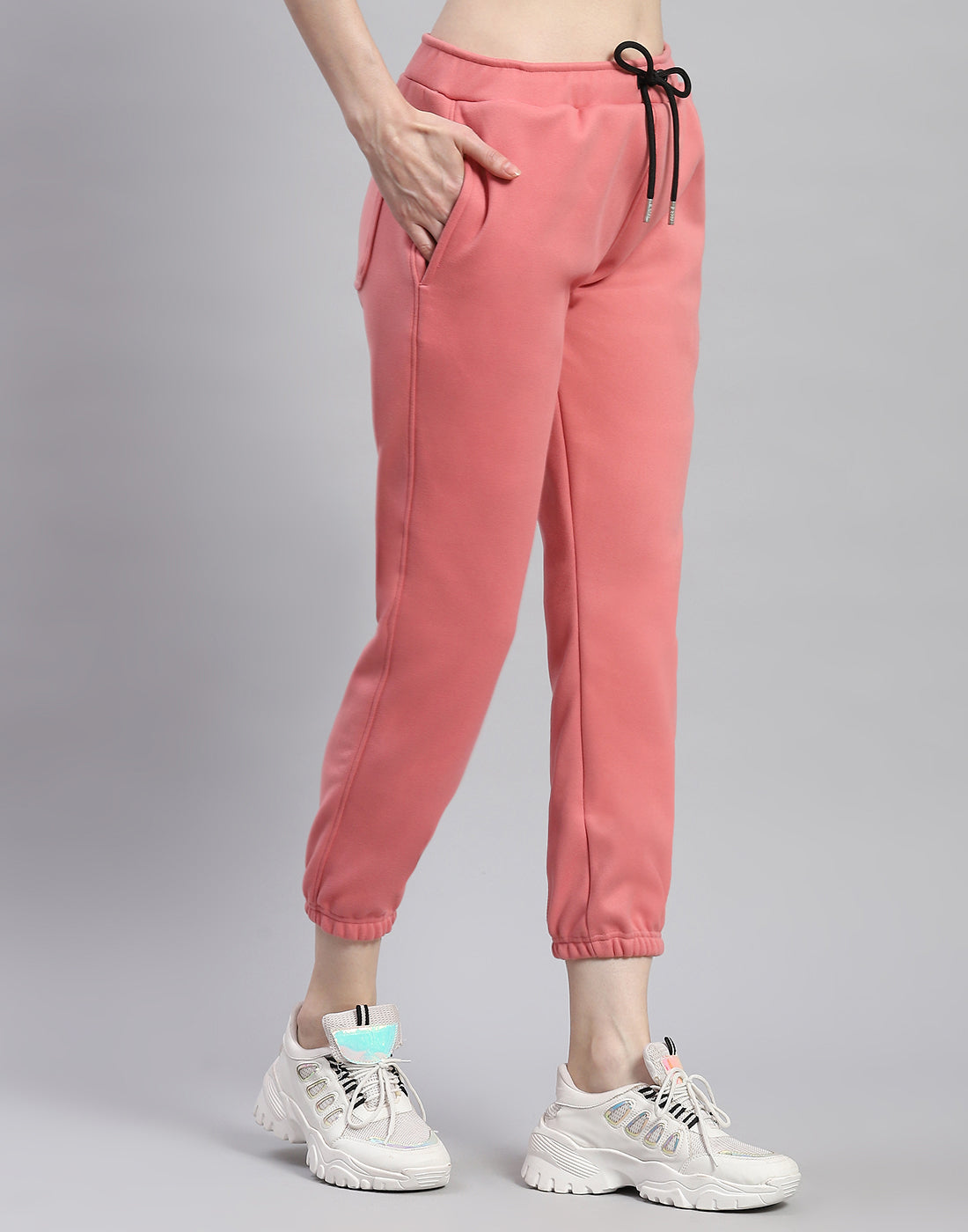 Women Pink Solid Regular Fit Winter Lower