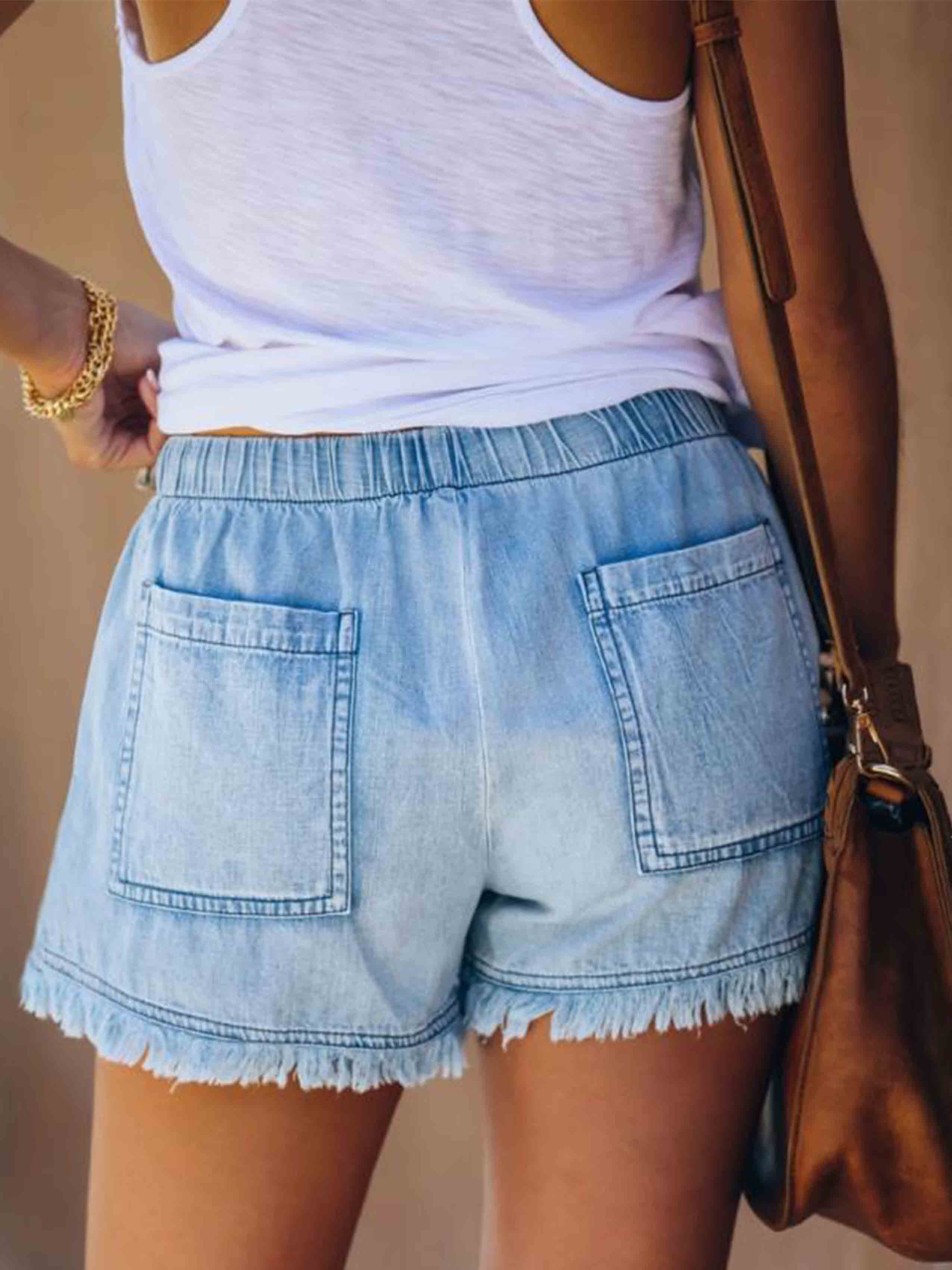 Adjustable Tassel Pocket Shorts