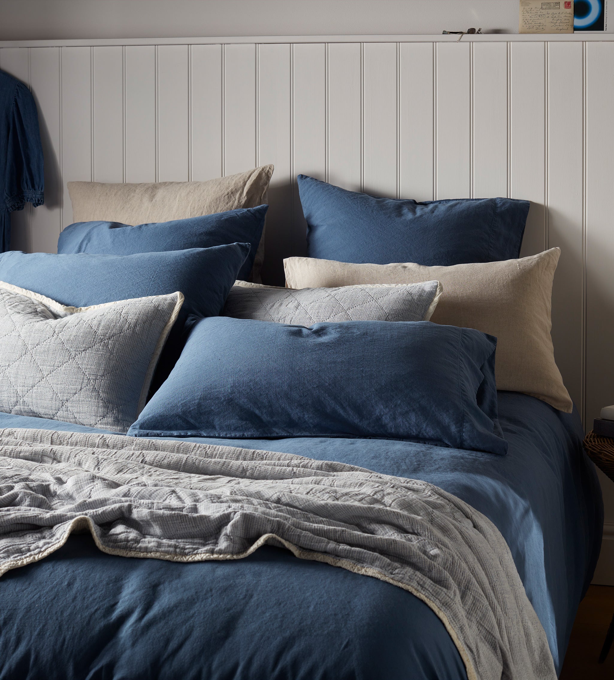 Blue Linen Blend Housewife Pillowcase