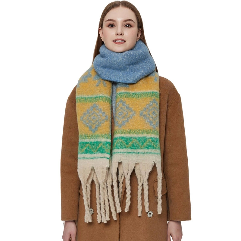 Women's Casual Printing Color Block Polyester Scarf