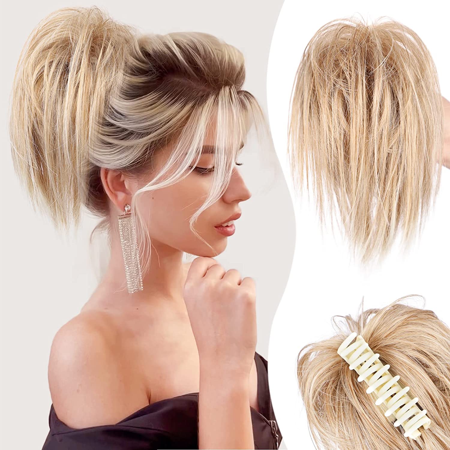 Messy ponytail clip extends hair--High temperature wire