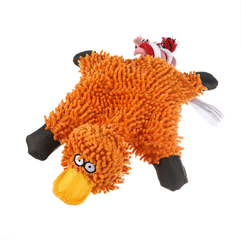 Mop Plush Duck Dog Toy - Squeaky & Soft Pet Playtime Fun