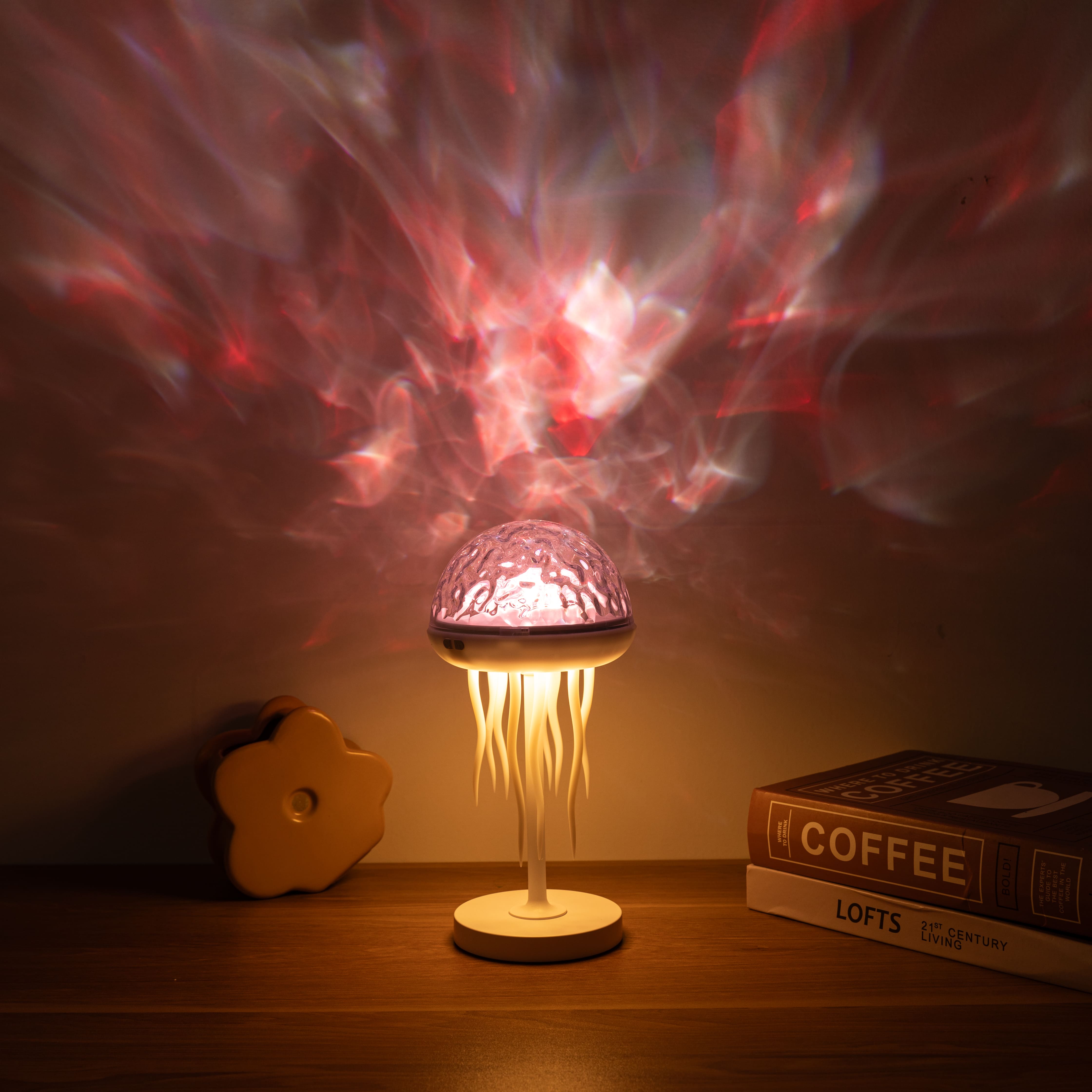 Jellyfish Wave Projector Lamp 7-Color LED Night Light with Moving Tentacles Water Ripple Effect for Relaxation