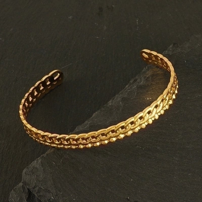 Retro Geometric Snake Stainless Steel Bangle