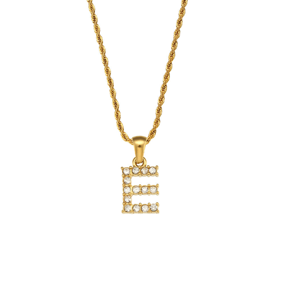Fashion Round Number Text Letter Stainless Steel 18K Gold Plated Necklaces