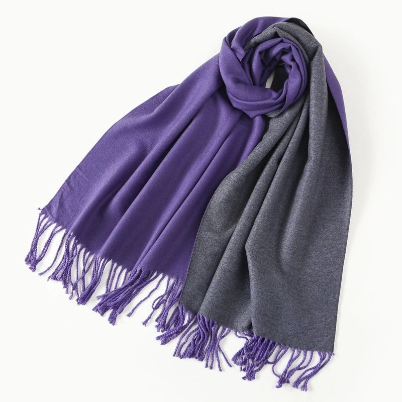 Women's Elegant Minimalist Color Block Imitation Dehaired Angora Tassel Scarf