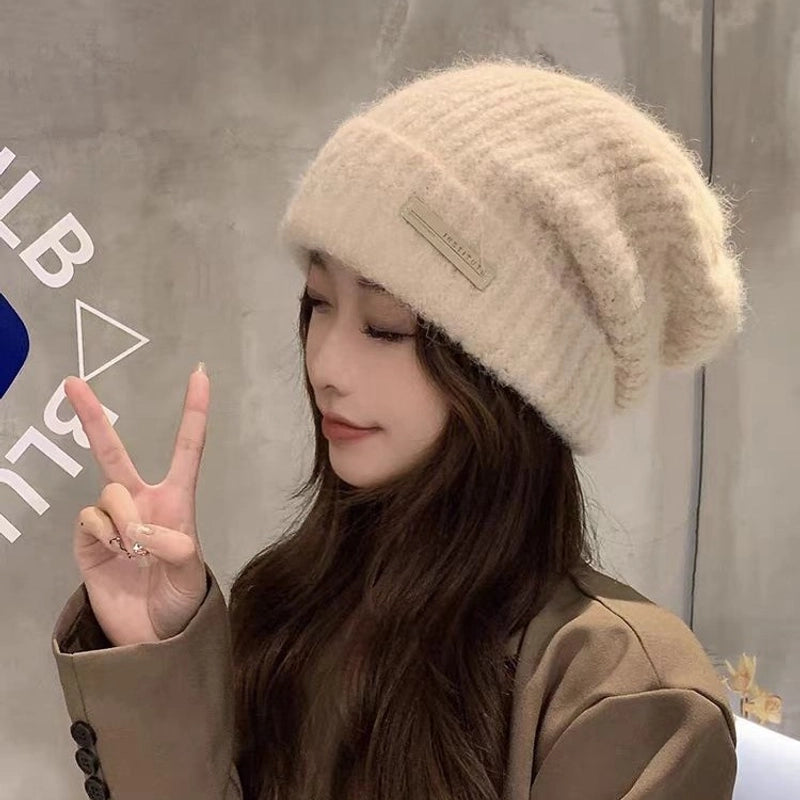 Heap Hat Autumn And Winter Big Head Casual Cold Hat Warm Hat Imitation Wool Couple Warm Wool Knitted Hat