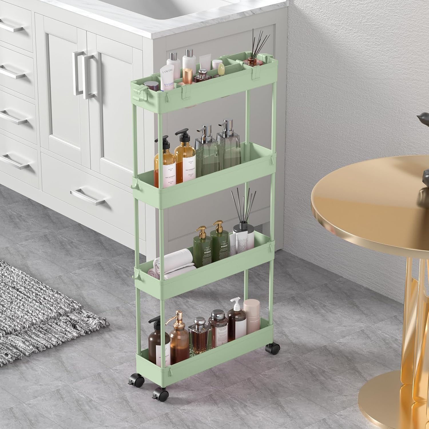 Mobile Shelving Unit Slide Out for Office, Kitchen, Laundry Room & Narrow Places