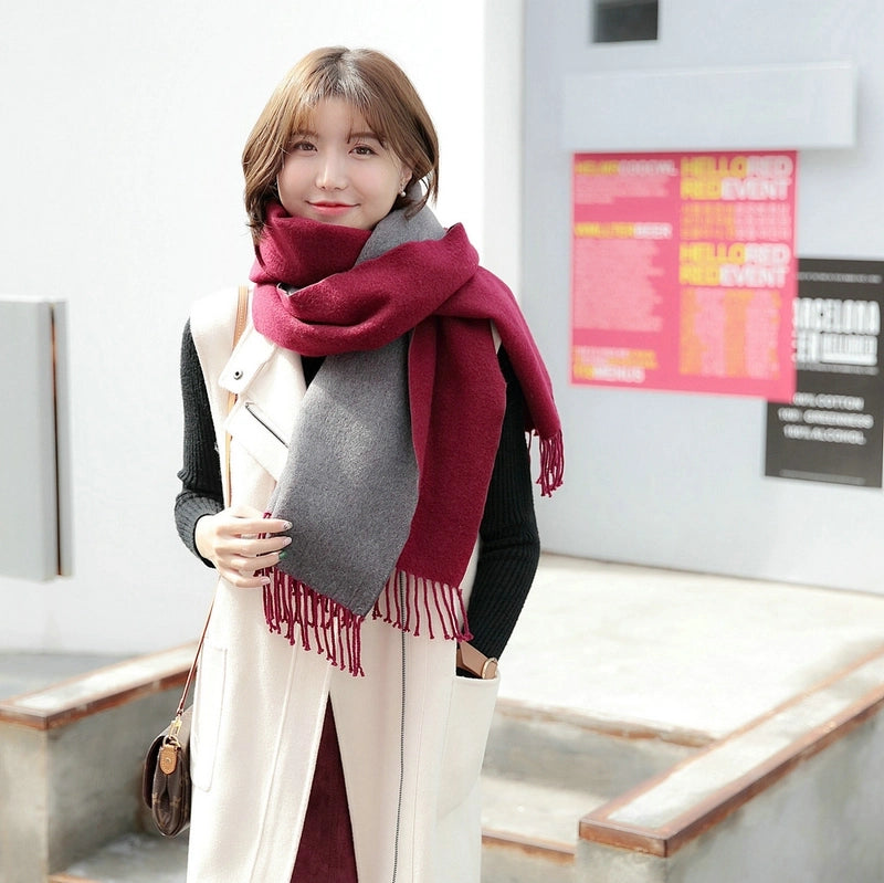 Autumn And Winter New Thickened Cashmere Double-Sided Scarf Women's Popular Versatile Color Matching Shawl Scarf