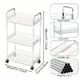 Acrylic Kitchen And Bathroom Storage Trolly