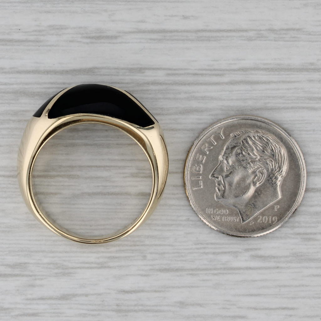Onyx Mosaic Domed Ring 14k Yellow Gold Size 6.5
