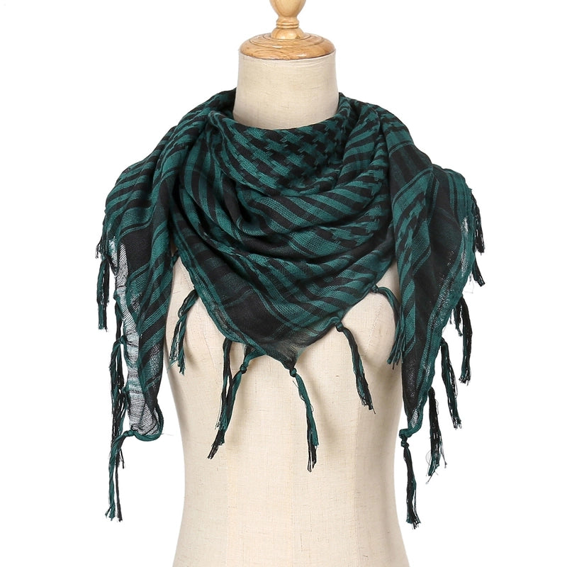 Unisex Classic Style Lattice Polyester Scarf Kerchief