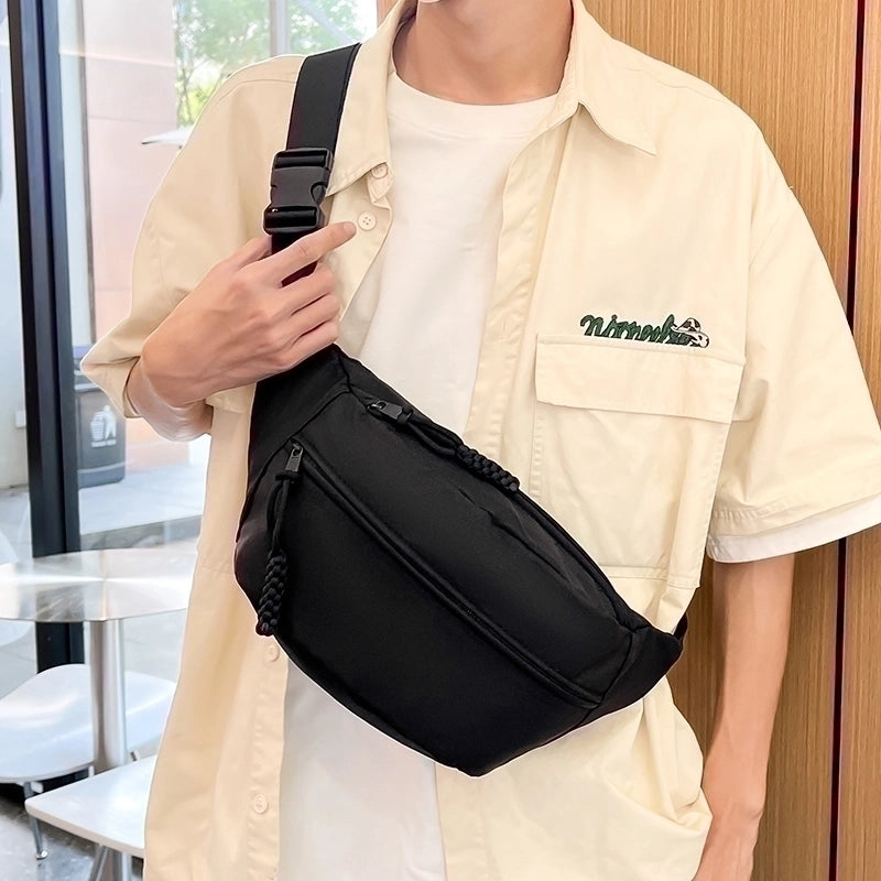 Women's Men's Preppy Style Streetwear Sports Solid Color Nylon Waist Bags