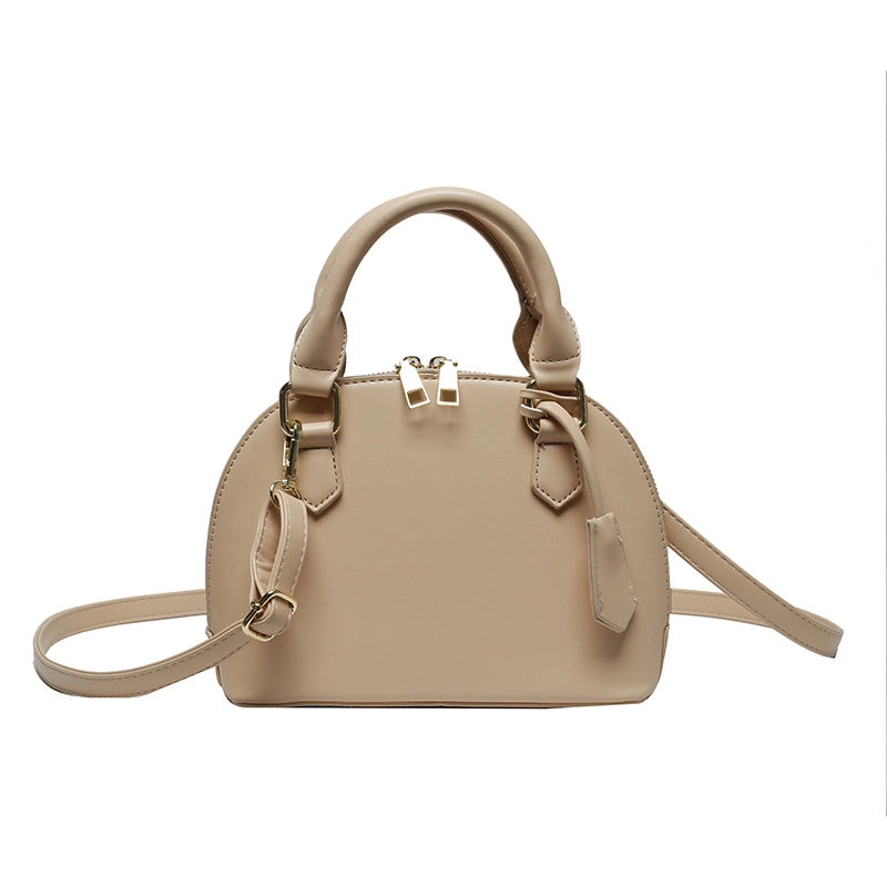 Women's All Seasons Pu Leather Solid Color Vintage Style Shell Zipper Dome Bag