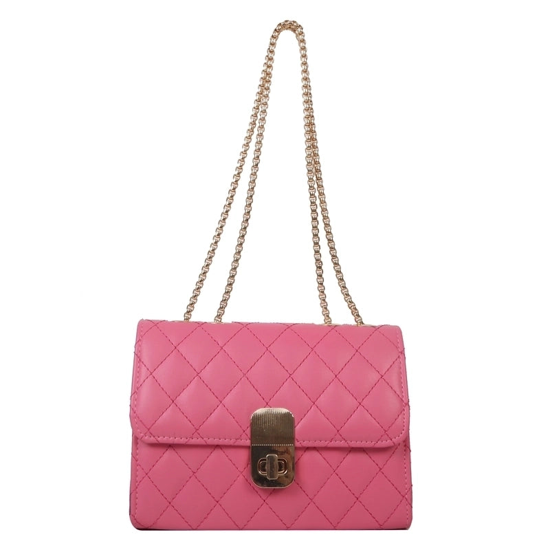 Women's Pu Leather Solid Color Basic Streetwear Square Flip Cover Shoulder Bag Crossbody Bag