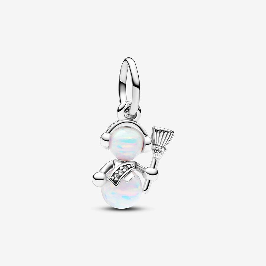 Opalescent Snowman Dangle Pandora Charm