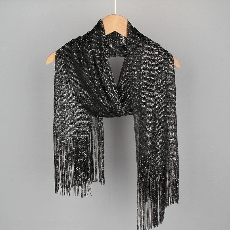 Women's Minimalist Solid Color Polyester Tassel Scarf