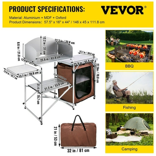 Vevor Camping Outdoor Küche Tisch Schrank faltbar klappbar Kochen