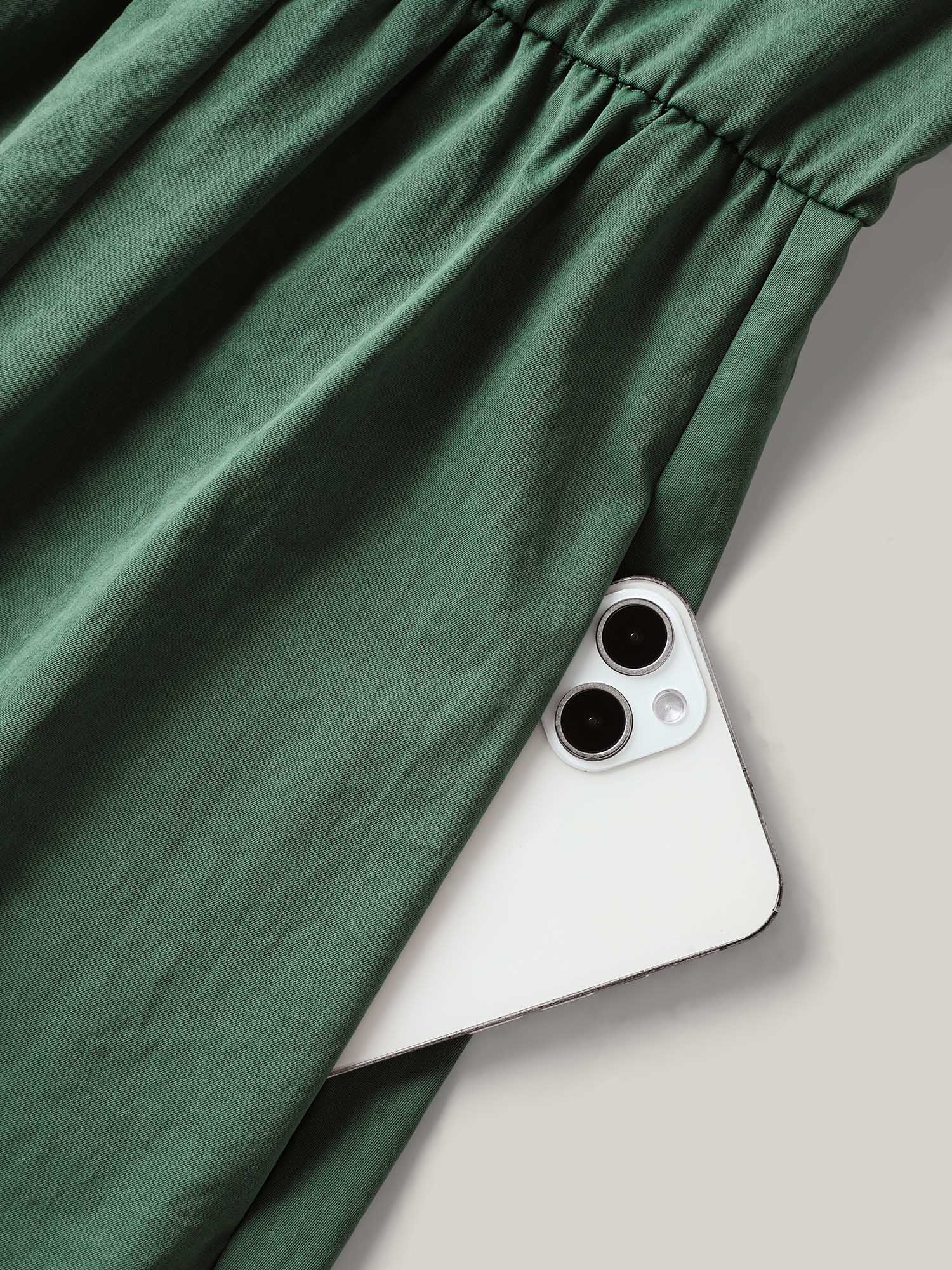 Ruched Cinched-Waist Shirt Dress