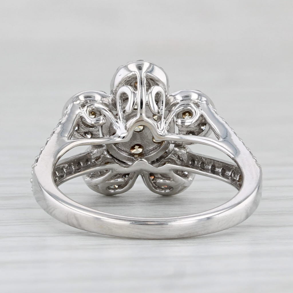 0.68ctw Diamond Cluster Flower Ring 14k White Gold Size 5
