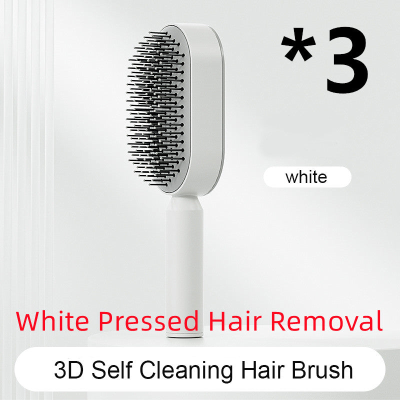 Self-cleaning hairbrush for women. One-button cleaning airbag to prevent hair loss