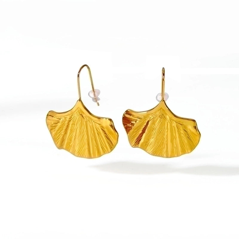 1 Pair Vintage Style Sector Heart Shape Solid Color Plating 304 Stainless Steel 18K Gold Plated Drop Earrings