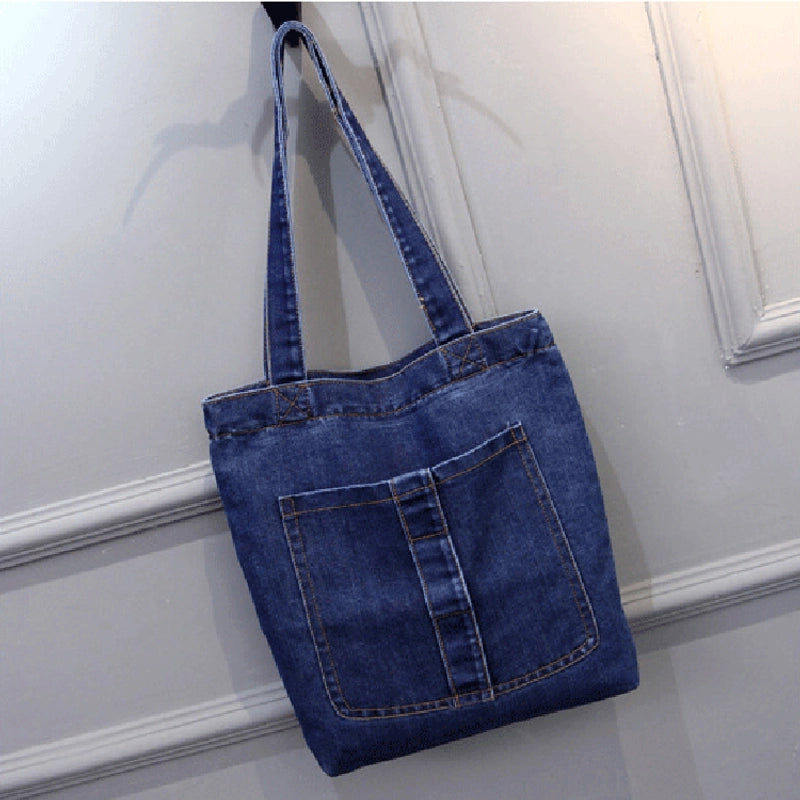 New Large Capacity Shoulder Bag Women's Casual Street Canvas Denim Shoulder Bag Shopping Bag Handbag