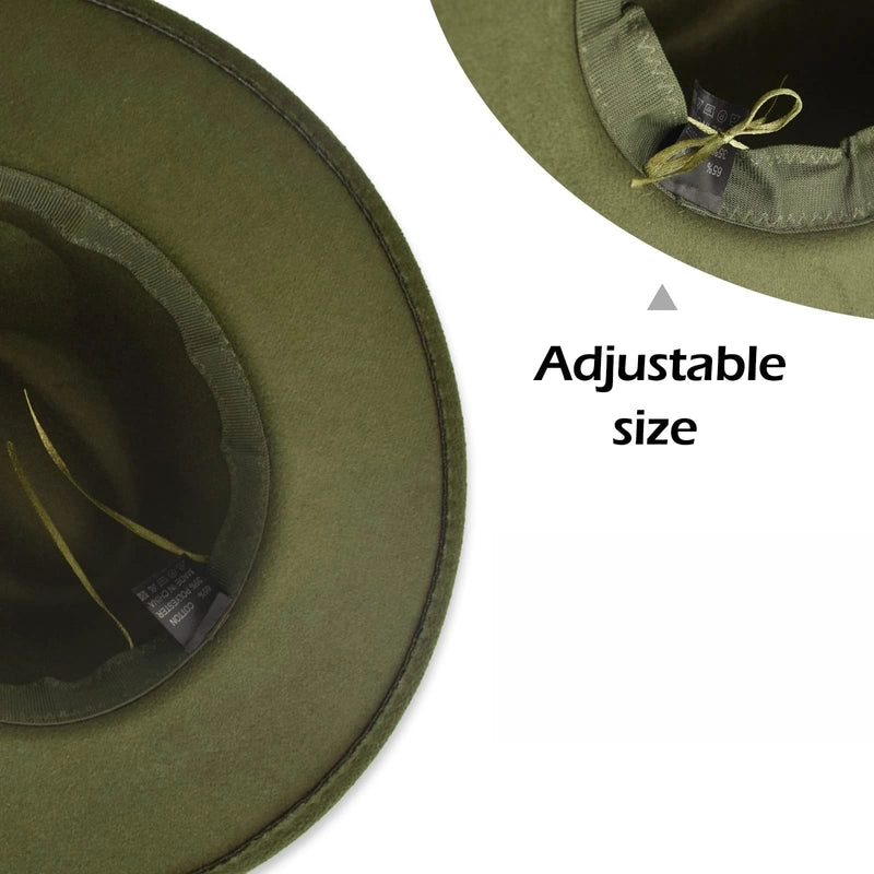 Style Vintage Solid Color Flat Rim Jazz Hat Men's British Belt Decorative Big Brim Top Hat Women