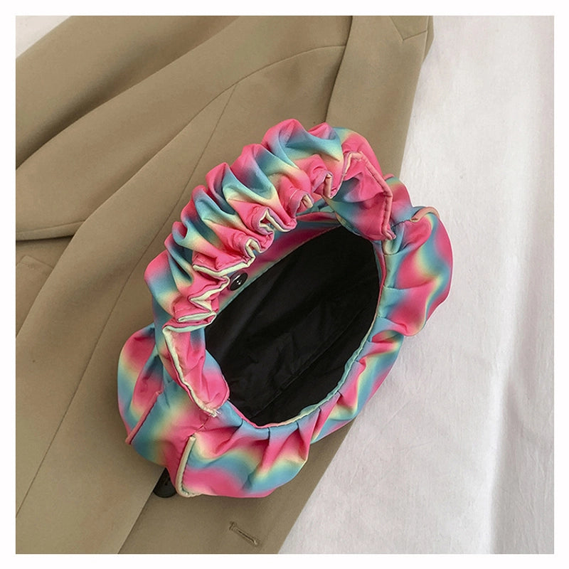 Women's Medium Pu Leather Rainbow Streetwear Pillow Shape Magnetic Buckle Underarm Bag