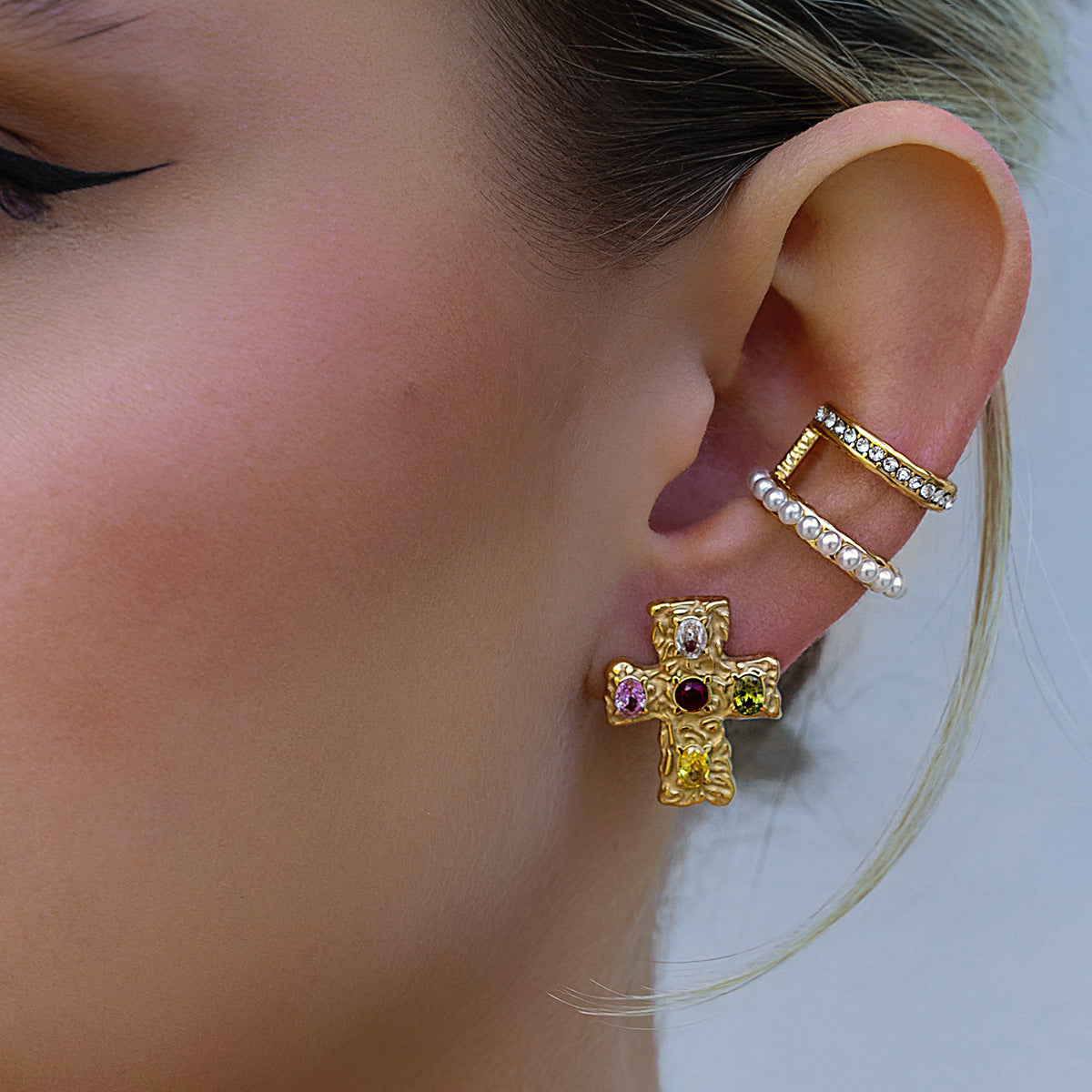 Stainless Steel Pearl Earrings Without Piercing Ear Bone Clip Titanium Steel Earrings Earrings