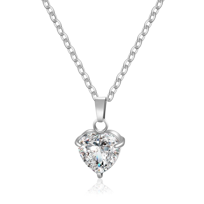 304 Stainless Steel 316 Stainless Steel  Minimalist Classic Style Inlay Heart Shape Zircon Pendant Necklace