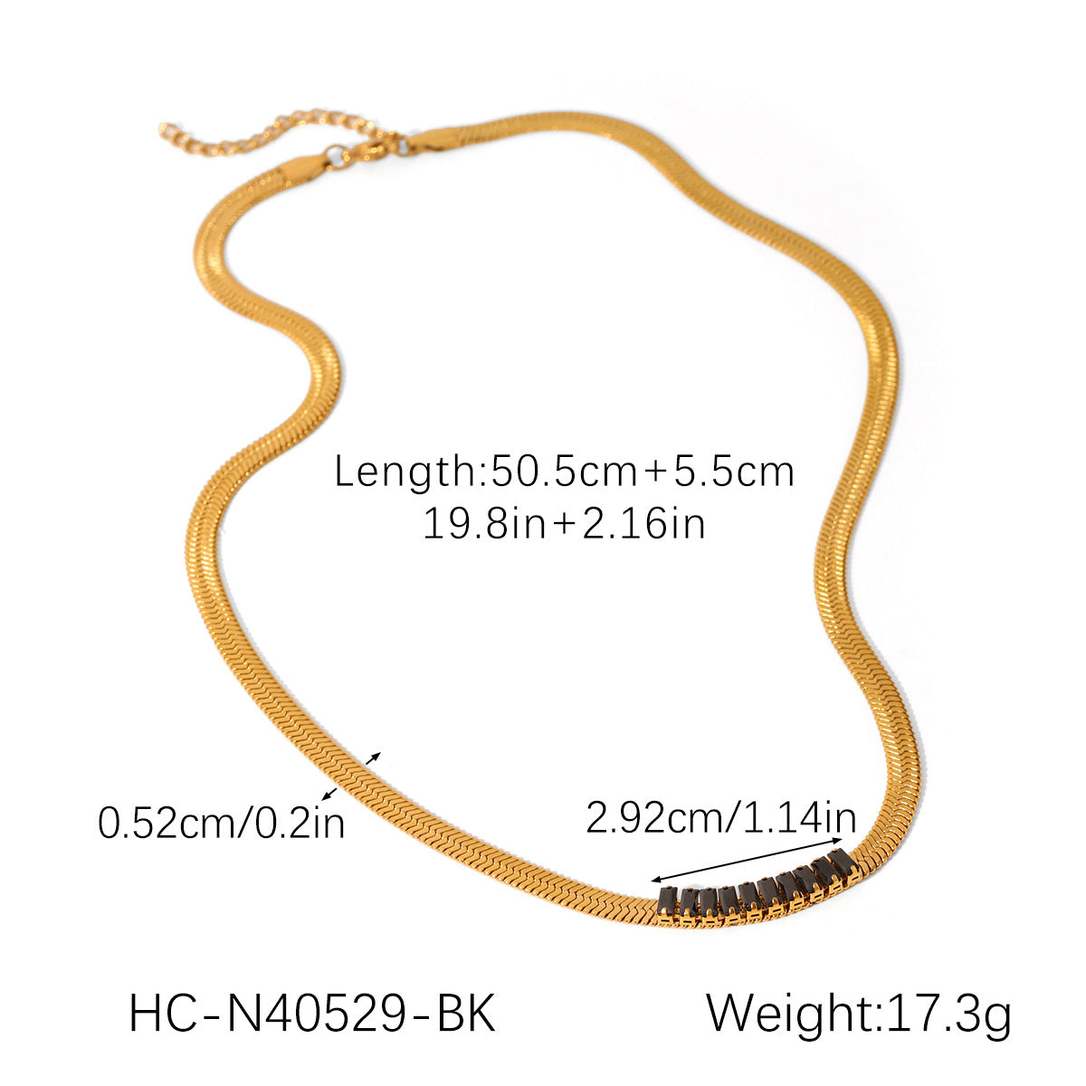18K Gold Stainless Steel Blade Chain Inlaid Zircon Necklace Flat Snake Chain Titanium Steel Clavicle Chain