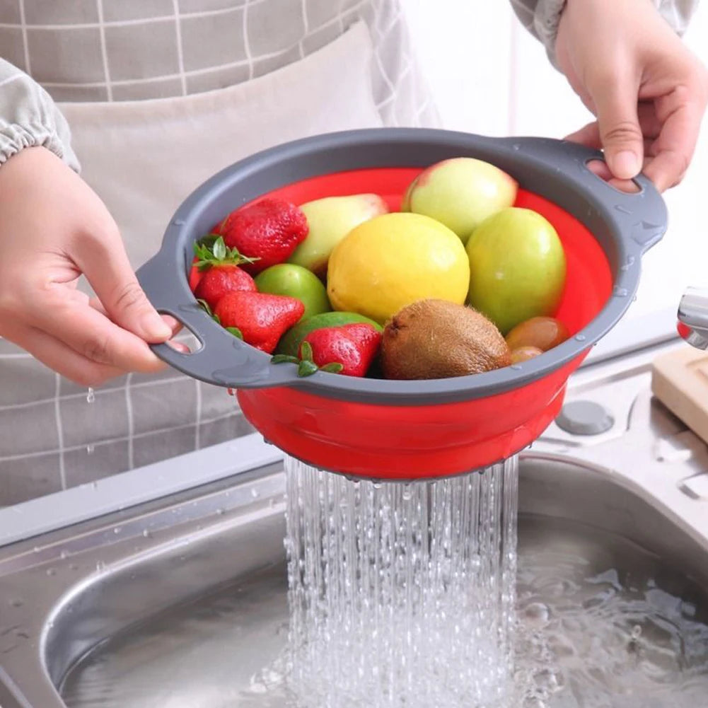 Foldable Silicone Drain Basket-Red(Large)