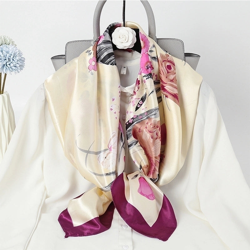 Women's Fashion Flower Chiffon Printing Silk Scarves