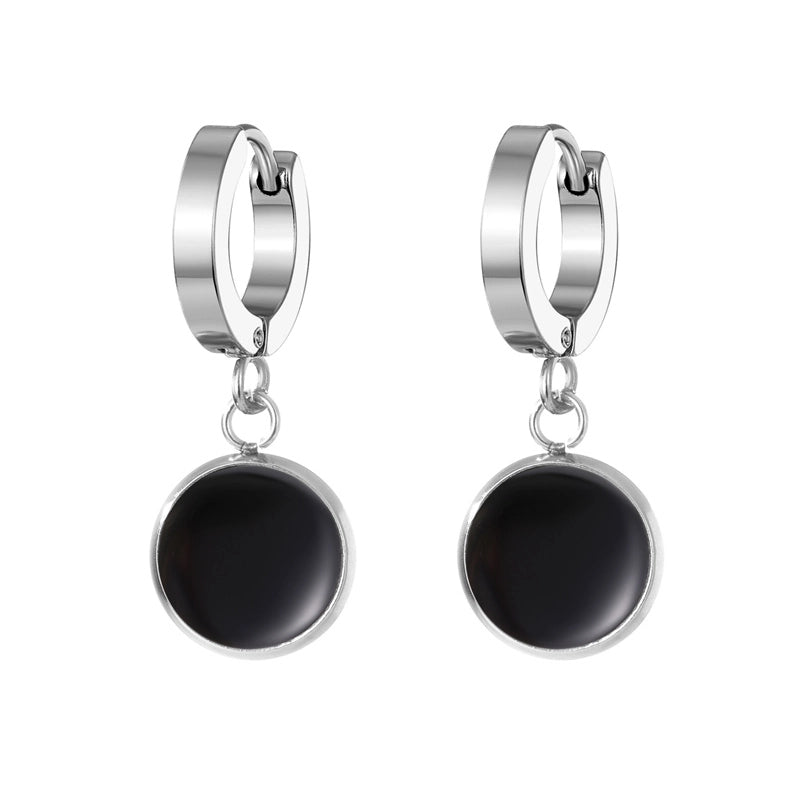 3 Pieces Minimalist Round Square Heart Shape Enamel Plating 201 Stainless Steel Alloy Dangling Earrings