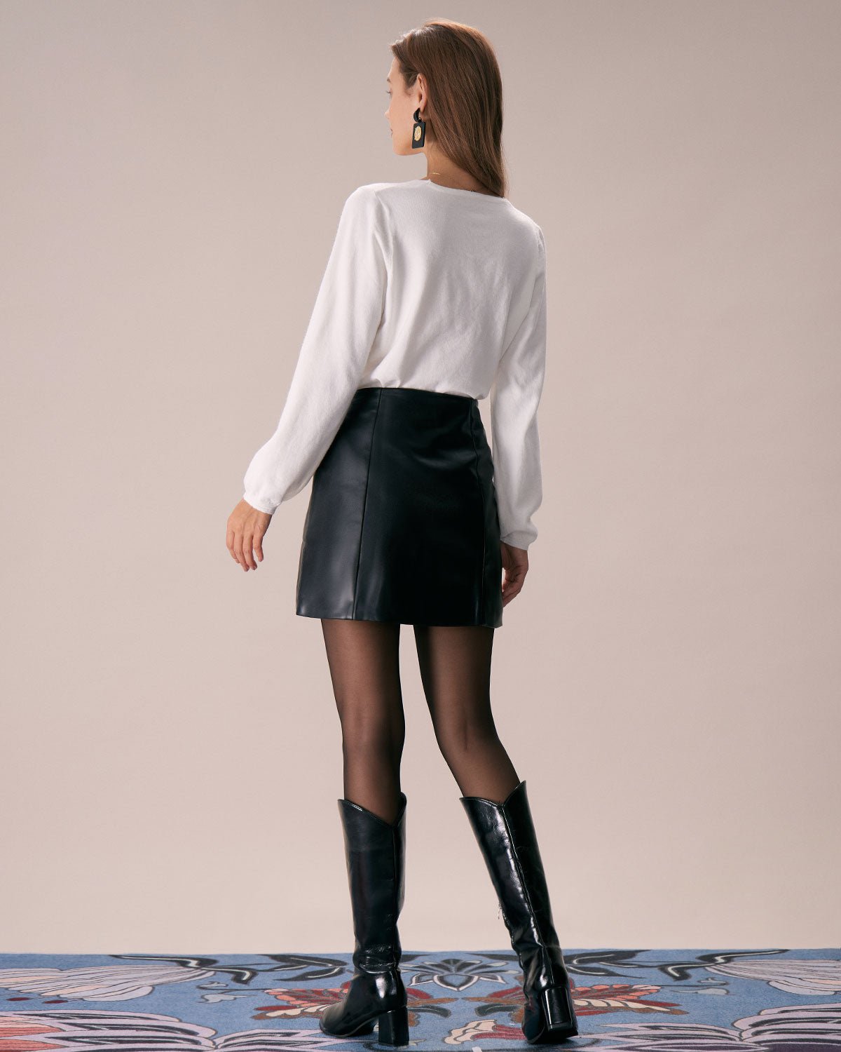 The Apricot Crew Neck Embroidery Knit Top