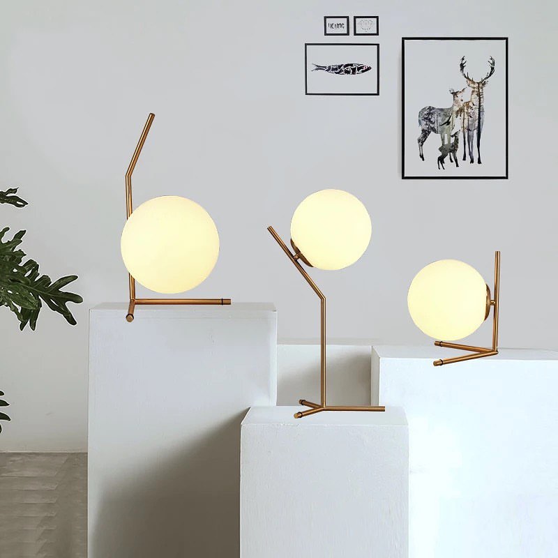 Modern Brass and Globe Table Lamp