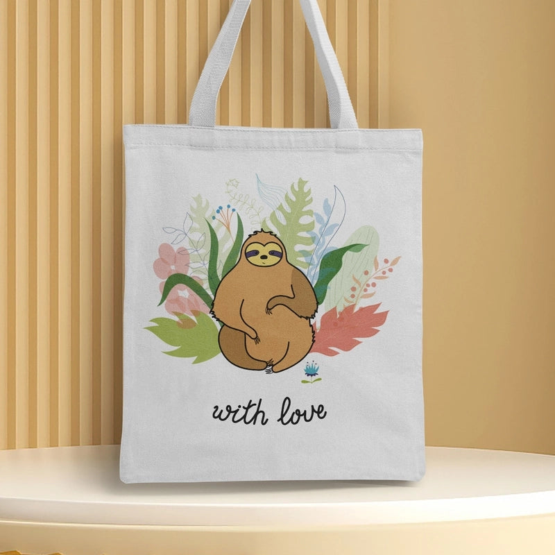Women's Medium Canvas Animal Basic Classic Style Square Open Canvas Bag