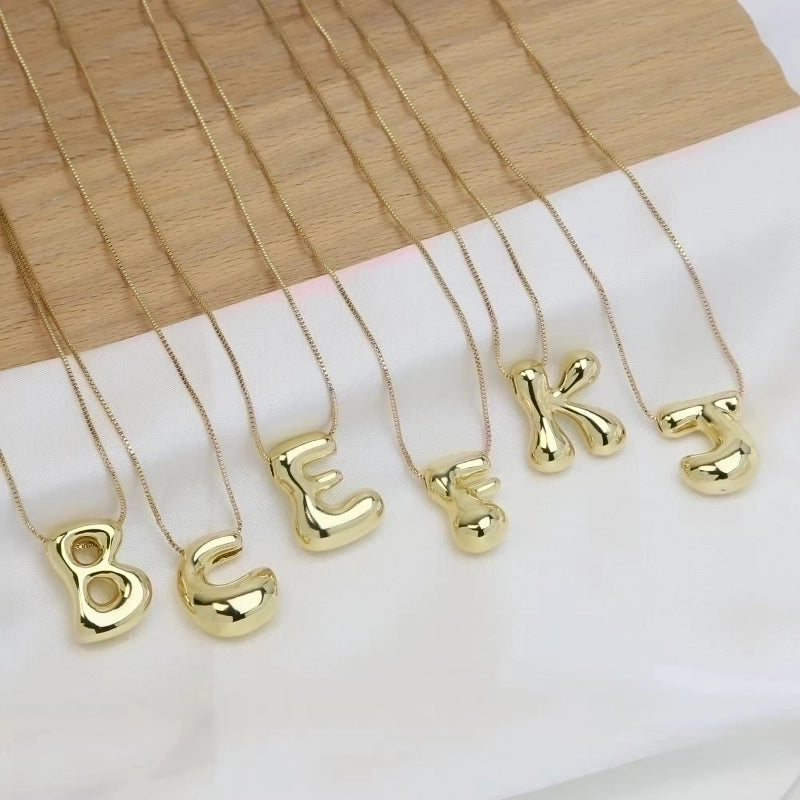 Copper 18K Gold Plated Minimalist Letter Plating Pendant Necklace