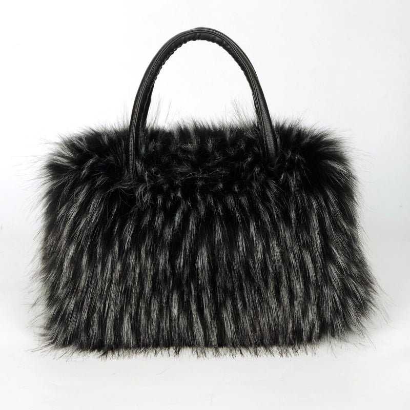 Women's Large Imitation Fur Solid Color Basic Classic Style Square Zipper Tote Bag