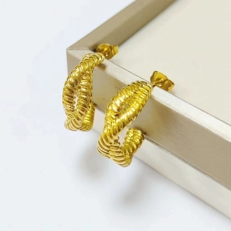1 Pair Minimalist C Shape Plating Titanium Steel Ear Studs