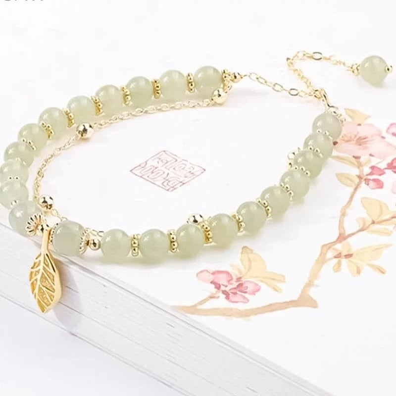 🔥 BIG SALE - 48% OFF🔥🔥Hetian Jade Gold Leaf Bracelet