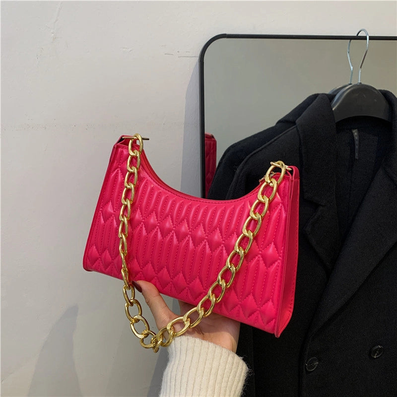 Women's Pu Leather Solid Color Classic Style Square Zipper Shoulder Bag