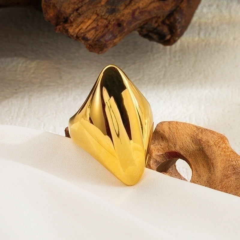 2 Pieces IG Style Minimalist Geometric 304 Stainless Steel 18K Gold Plated Plating Stainless Steel Rings