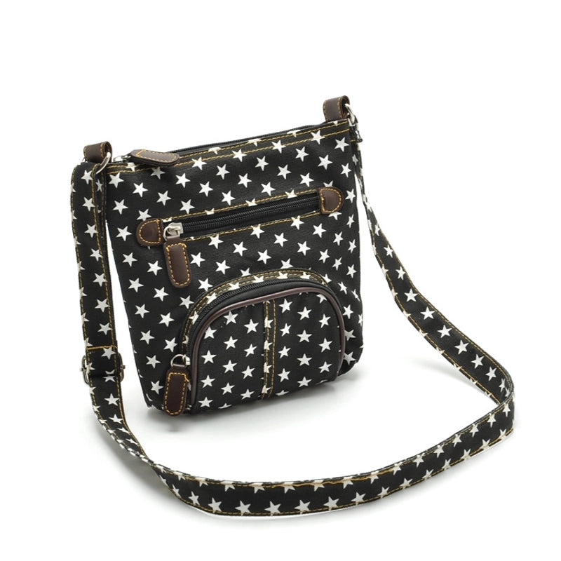 Women's Medium Denim Star Solid Color Basic Streetwear Square Zipper Shoulder Bag Crossbody Bag